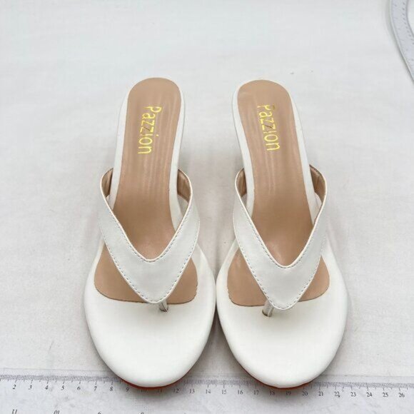 Pazzion Womens Fashion Flip Flops Open Toe Low Heels Thong Sandals White - Picture 3 of 7